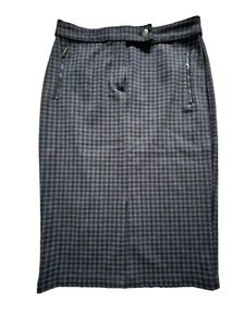 George Knee Length Pencil Skirt Grey Check - Size 12 - Picture 1 of 6