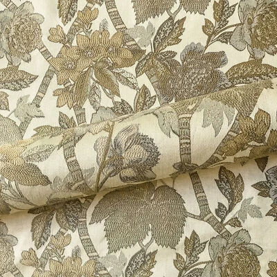 Beige Traditional Floral Jacquard Upholstery Fabric 54" - Image 1 of 4