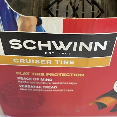 Schwinn Cruiser Bike Tire Black 26x2.125 inch New Versatile Tread Puncture Guard - Image 1 of 4