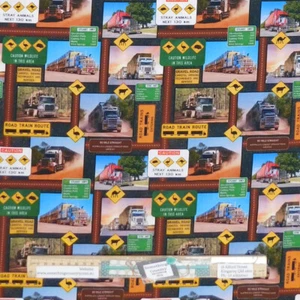 Quilting Patchwork Sewing Fabric Aussie Roadtrains Allover 50x55cm FQ - Picture 1 of 7