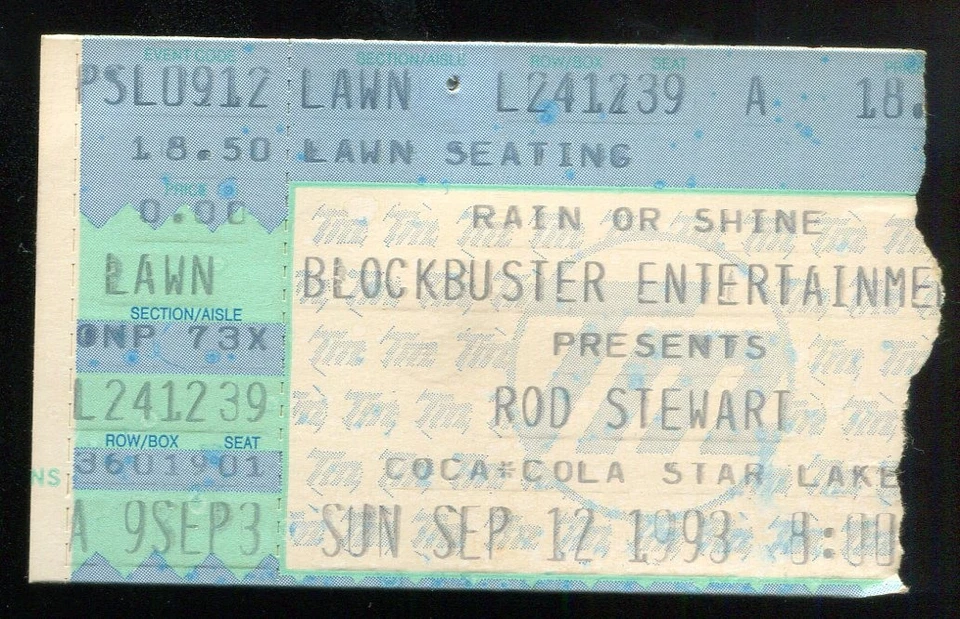 Vintage 1993 Rod Stewart Patty Smyth Concert Ticket Stub Burgettstown PA - Image 1 of 1
