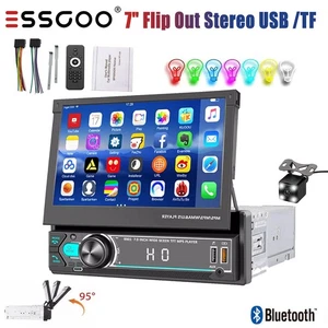 Reproductor de 7" Individual 1 DIN Radio Coche Estéreo Pantalla Táctil Abatible Bluetooth + Cámara - Imagen 1 de 17
