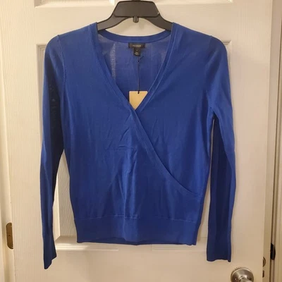 Halogen sz S faux wrap top blue mazarine NWT career office casual classic - Image 1 of 4