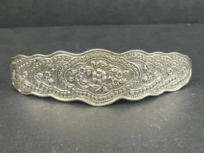 Brazalete vintage de plata de ley 925 ornamentado floral 6,5” x 1,5” – 30 g Foto 1 de 4