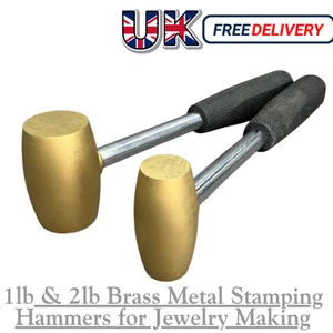 Jewellery 1lb & 2lb Stamping Brass Hammer Head For Striking Punches Disc Cutter - Picture 1 of 8