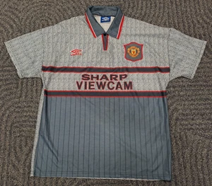 MANCHESTER UNITED FC 1995/96 AWAY UMBRO VINTAGE INFAMOUS SHIRT: SIZE ADULT L !!! - Picture 1 of 12