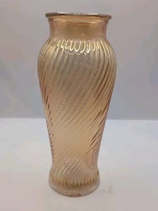 Vintage Jeanette Marigold Carnival Depression Swirl Vase 9" - Picture 1 of 3