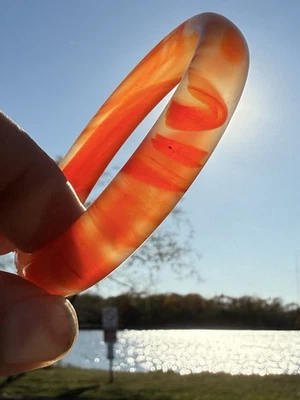 Chinese Translucent Red Jade Glass Striate Bangle Bracelet jadeite Asian jewelry - Image 1 of 4