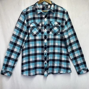 RUSTY Plaid Flannel Collared Button Up Shirt Men Medium Multicolor Front Pocket - Picture 1 of 20