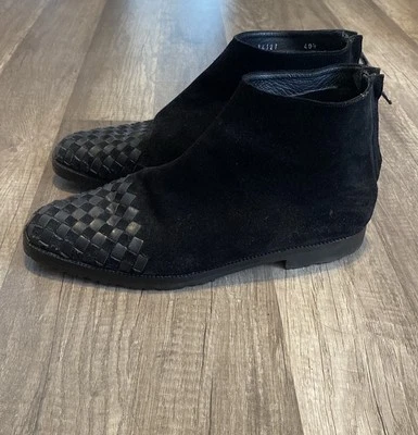 Bottega Veneta Botines Tejidos de Gamuza y Cuero Negro Suela Plana Talla 40.5 Foto 1 de 4