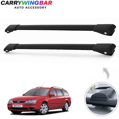 Par de barras transversales de techo negras de aluminio Fit Ford Mondeo Wagon 2007-2014 Foto 1 de 4