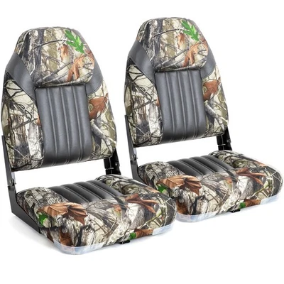 NORTHCAPTAIN Deluxe Camo/Charcoal High Back Folding Boat Seat, 2 Seats - Image 1 of 4