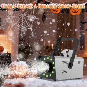 1500W RGB Snow Machine 12 LEDs Stage Fake Snow Party Show Effect Snowflake Maker - Picture 1 of 12