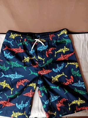 Baúl de baño Lands' End para niño talla 14H - 16H azul oscuro tiburones marinos brillantes  Foto 1 de 4