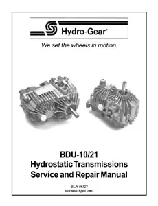 Hydro Gear BDU-10/21 Manuale di riparazione trans idrostatica - Foto 1 di 2