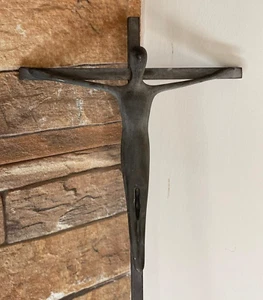 Antique French Modern art Bronze Sculpture Antique Christ on Cross Crucifix⭐ - Picture 1 of 15