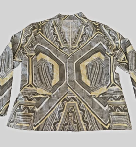 CHICO'S Shimmery Gray Beige JACKET LONG SLEEVE LINEN/COTTON Sz 2 (12) R3-012 - Picture 1 of 8