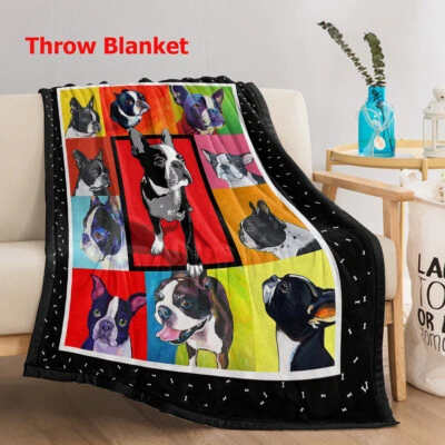 Soft Flannel Fleece Throw Blanket French Bulldog Funny Frenchie Puppy Dog 50x60" - Image 1 of 4