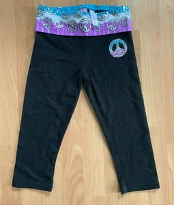 Girls Justice Brand Fold-over Peace Sign waistband Yoga Capri Size 8 NEW - Picture 1 of 2
