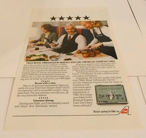 VINTAGE TWA and AMERICAN EXPRESS NATIONAL GEOGRAPHIC MAGAZINE ADVERTISEMENT - Picture 1 of 1