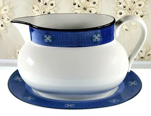 Dansk International Design Quiltings Nine Patch Gravy Boat W/undertray Portugal - Picture 1 of 6