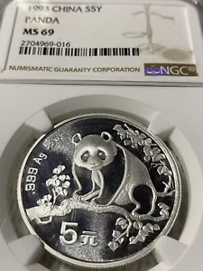 1993 China S5Y Panda MS69 NGC (No. 2704969) - Picture 1 of 24