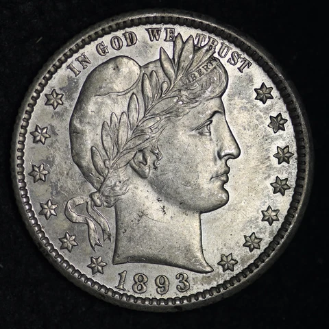 1893-O Barber Silver Quarter CHOICE UNC UNCIRCULATED MS FREE SHIPPING E167 RCMX Cover