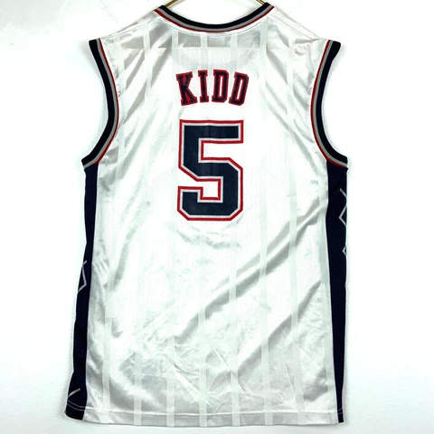Vintage Jason Kidd #5 Brooklyn Nets Reebok Jersey Medium White Nba Basketball Cover