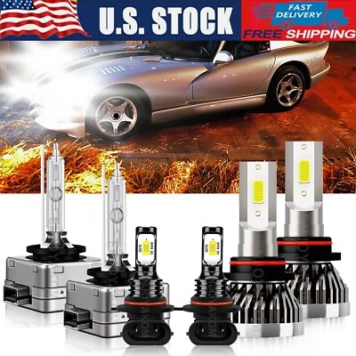 Combo de faros LED HID + luz antiniebla blanco brillante para Dodge Viper 2005-2010 Foto 1 de 4