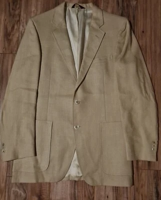 Blazer Abrigo Deportivo Hardy Amies Para Hombres Dos Botones Traje Chaqueta Beige (A11) Foto 1 de 4