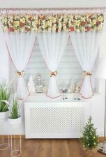 Amazing christmas net curtains fasten in 3 cocoons poinsettia all in one tape