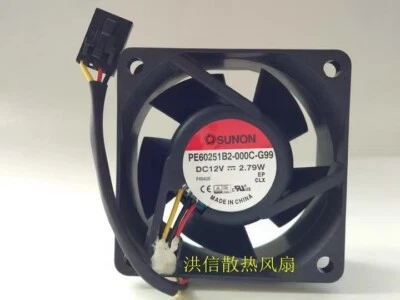 SUNON PE60251B2-000C-G99 DC12V 2.79W 3-Pin Dual Ball-Bearing Fan - Image 1 of 4