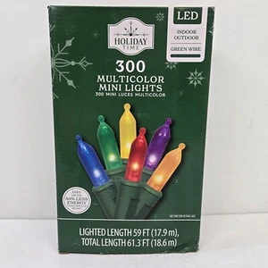 Holiday Time - 300 Multicolor Mini LED String Lights Green Wire - Picture 1 of 7