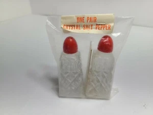 Wales Crystal Salt & Pepper Personal Shakers Japan Vintage Red Shaker Top 3"H - Picture 1 of 4