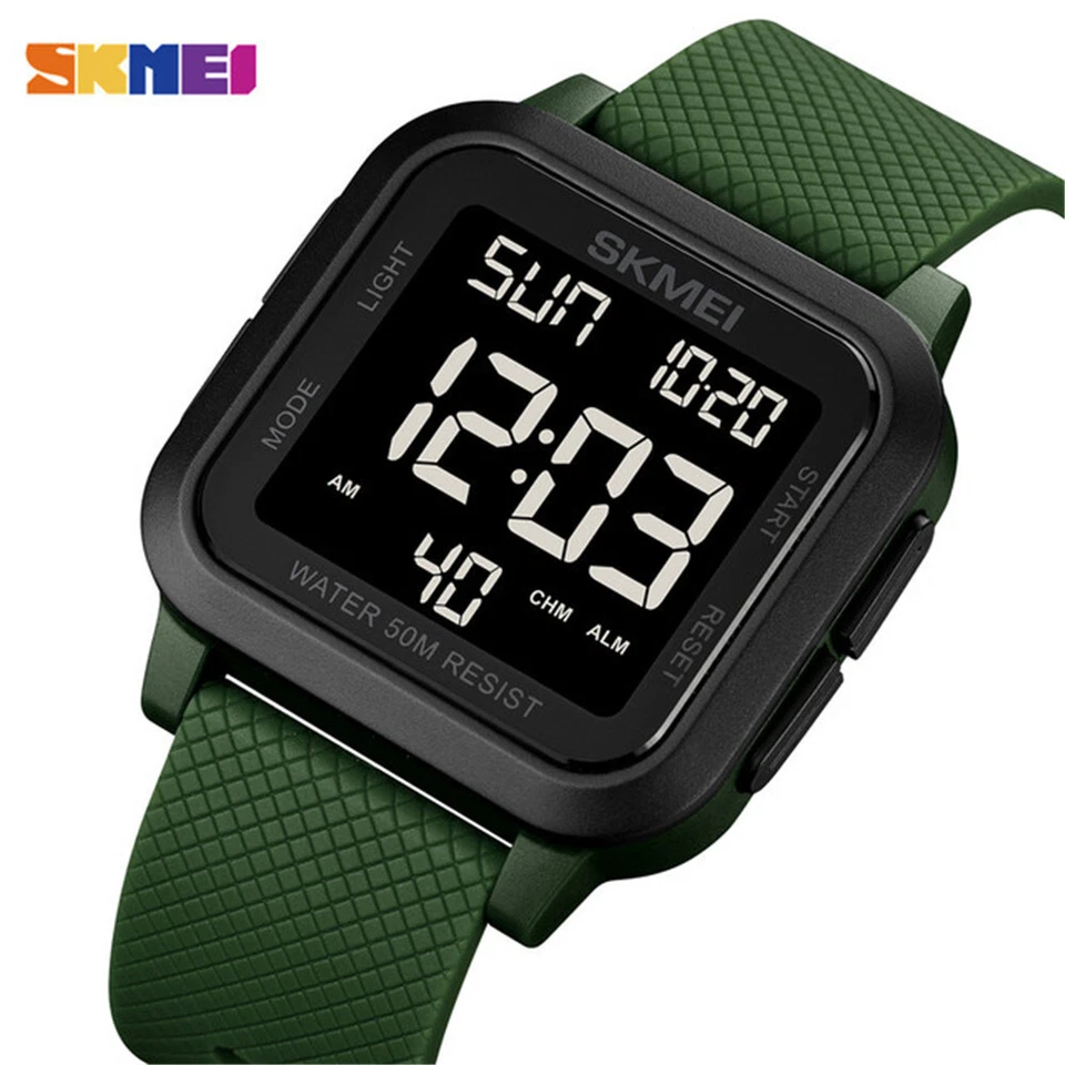 SKMEI 1894 Green-Tone Quartz Digital Men's Watch Battery