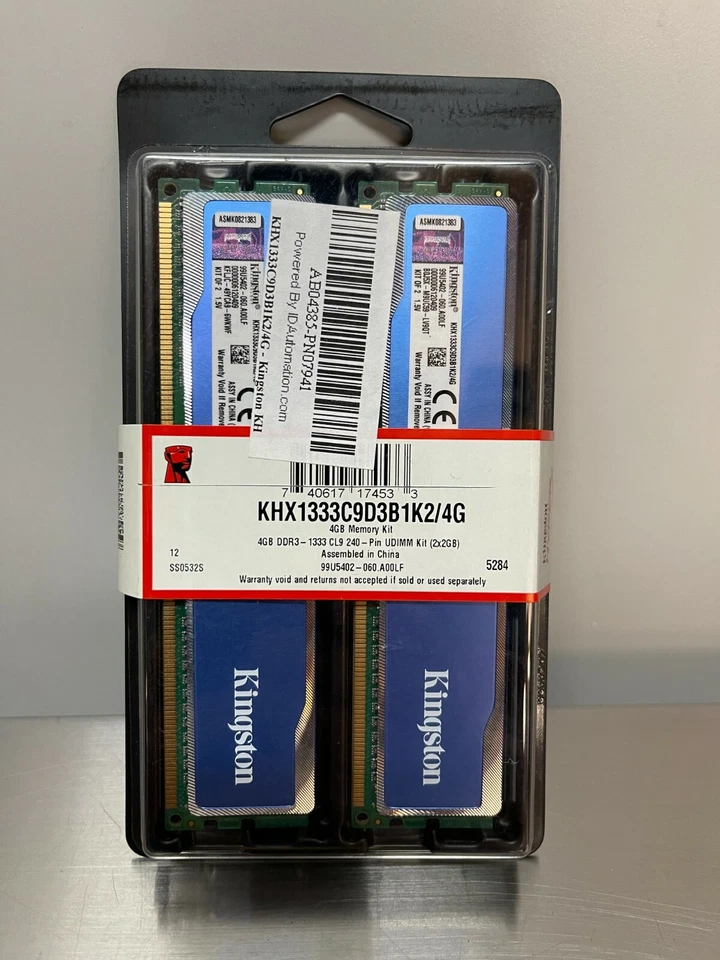 Kingston HyperX Blue 4GB DDR3 -1333 DIMM RAM Kit (2pc) - KHX1333C9D3B1K2/4G - Image 1 of 2