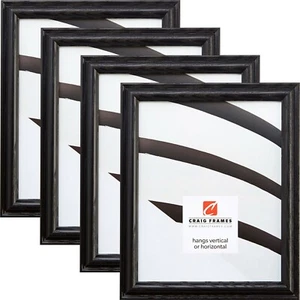 Craig Frames Wiltshire Ash 130, Black Hardwood Picture Frame Poster Frame 4-Pack - Picture 1 of 11