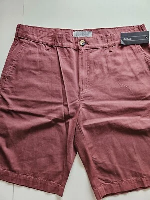 Nuevo Hombre Method Pantalones Cortos Rojo Claro/Borgoña Algodón Talla 38 11" Entrepierna Foto 1 de 3