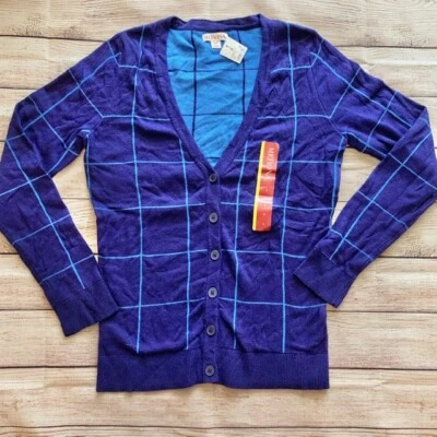 Новый с Ярлыками женская Merona синий в полоску v-образным вырезом свитер - Изображение 1 из 4