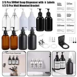 500ml Soap Dispenser With Labels Liquid Lotion Bottle Holder Wall Mounted Hook - Picture 1 of 39
