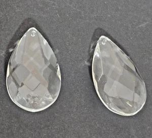 2 piezas de vidrio corte cristal transparente lágrima forma de pera corte faceta 1 OZ cada una - Imagen 1 de 4