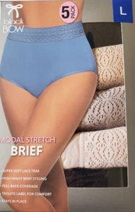 BLACK BOW Women's 5 Pack Modal Stretch Brief Underwear Size: (L) - Picture 1 of 2