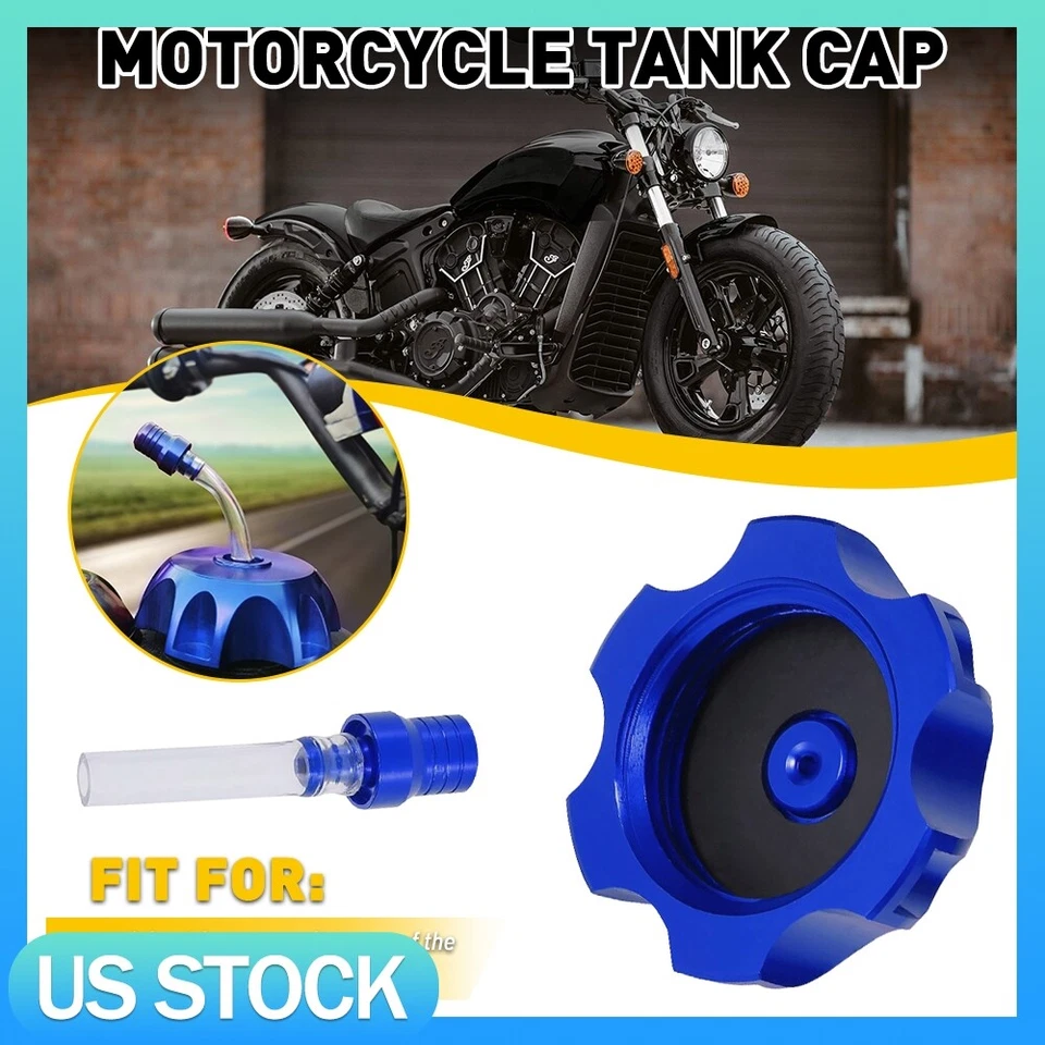 Tapa universal del tanque de combustible de gasolina para motocicleta tapa de gas para moto de tierra con válvula de respirador azul Foto 1 de 4