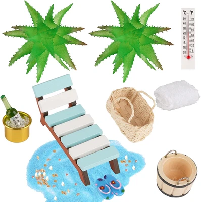 Mini Liegestuhl Deko Set Sauna Wellness Strand Miniatur Geschenk 14 Stück - Bild 1 von 4