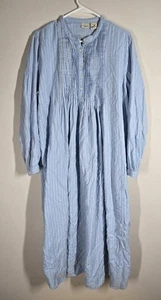 L L Bean Women's Nightgown Dobby Stripe Pintuck Pleats Cotton Cottagecore L - Picture 1 of 12