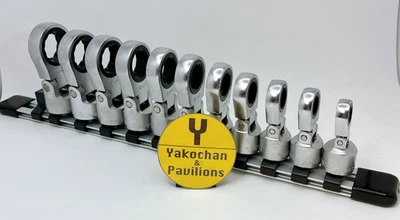 TONE HRM311F 3/8" FLEX HEAD RATCHET RING WRENCH SET 11pcs - Image 1 of 4