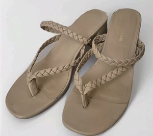 Sun + Stone Women Winnie Braided Thong Sandals Size US 8.5M Tan Smooth - Picture 1 of 4