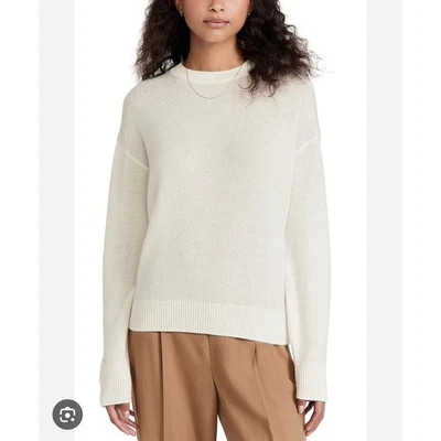 Theory cream wool cashmere side slit soft sweater large minimalist quiet luxury - Image 1 of 4