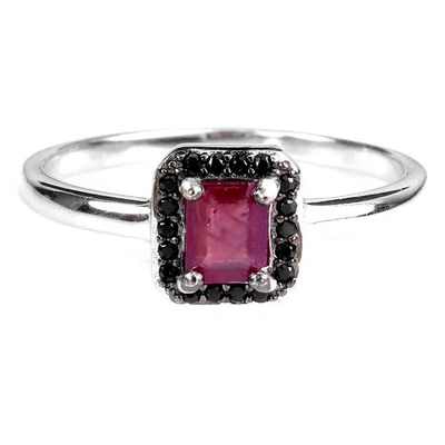 925 Sterling Silver Ring Octagon Ruby 5x4mm Spinel Natural Gemstone Jewelry Sz 7 - Image 1 of 4
