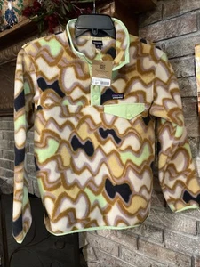 NWT Patagonia Synchilla Snap T Fleece Jacket Girl’s Size MED 10 Mint Green Beige - Picture 1 of 8